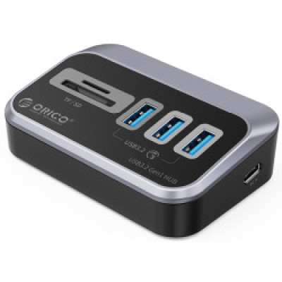 Orico 3-portni USB3.2 tip A hub s čitačem kartica, crni 