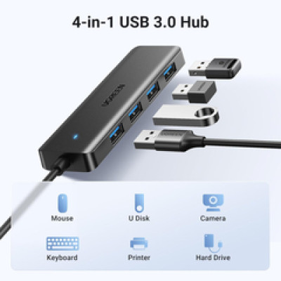UGREEN USB Hub USB-C 3.0, 4-portni USB 3.0, sivi