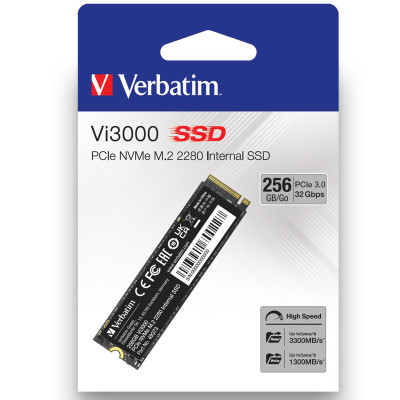 SSD M.2  256GB,  NVMe PCIe Gen3x4, Verbatim Vi3000 