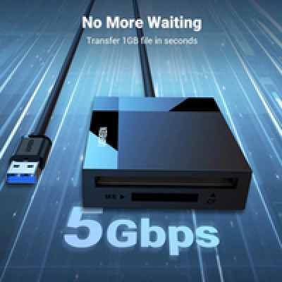 UGREEN čitač memorijskih kartica, USB 3.0, TF/SD/CF/MS kartice, 50cm, crni