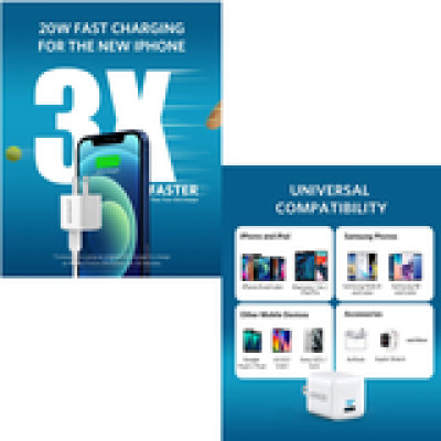Anker PowerPort III Nano 20W USB-C zidni adapter/punjač, Power IQ