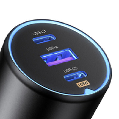 UGREEN auto punjač, 130W, 2x USB-C, USB-A, PD, QC 4.0, sivi