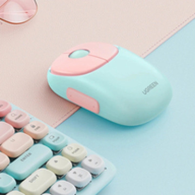 UGREEN FUN+ MU102 bežični miš, 4000 DPI, bluetooth, USB-C punjenje, zeleno-rozi