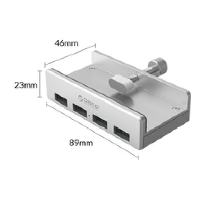 Orico 4-portni USB3.0 hub, clip type , srebrni