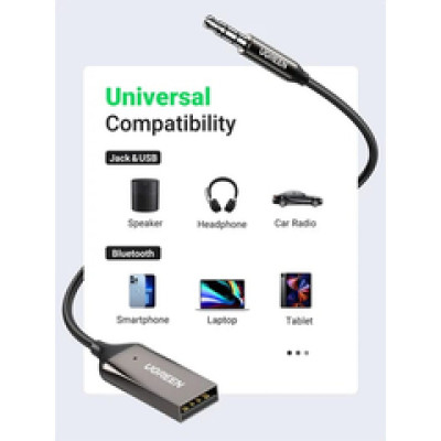 UGREEN Bluetooth 5.3 USB/Aux adapter, za auto, crni