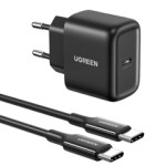 UGREEN punjač, 25W, USB-C PD + kabel C-C, crni, 2m