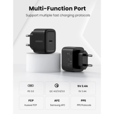 UGREEN punjač, 25W, USB-C PD + kabel C-C, crni, 2m