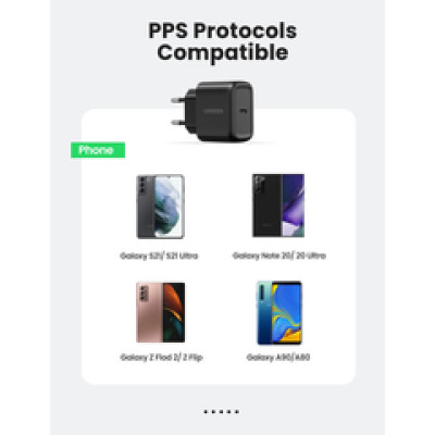 UGREEN punjač, 25W, USB-C PD + kabel C-C, crni, 2m