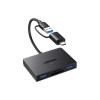 UGREEN 4-portni USB-C/A HUB 2xUSB-A, 1xSD, 1xTF, sivi