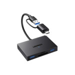 UGREEN 4-portni USB-C/A HUB 2xUSB-A, 1xSD, 1xTF, sivi