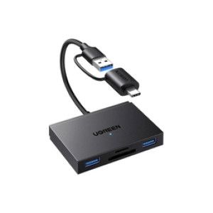 UGREEN 4-portni USB-C/A HUB 2xUSB-A, 1xSD, 1xTF, sivi