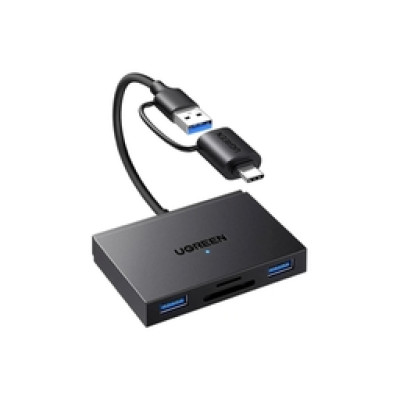 UGREEN 4-portni USB-C/A HUB 2xUSB-A, 1xSD, 1xTF, sivi