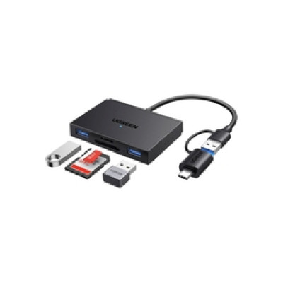 UGREEN 4-portni USB-C/A HUB 2xUSB-A, 1xSD, 1xTF, sivi