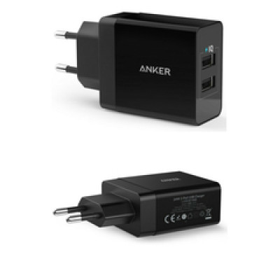 Anker PowerPort II 24W zidni adapter/punjač, 2×USB-A, crni