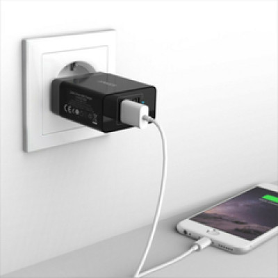 Anker PowerPort II 24W zidni adapter/punjač, 2×USB-A, crni