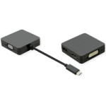 Adapter USB-C - VGA/DVI/HDMI/DP, M/F, 0.1m, Roline VALUE