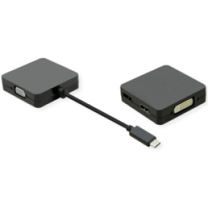 Adapter USB-C - VGA/DVI/HDMI/DP, M/F, 0.1m