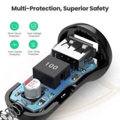 UGREEN auto punjač 24W, 2×USB-A, crni
