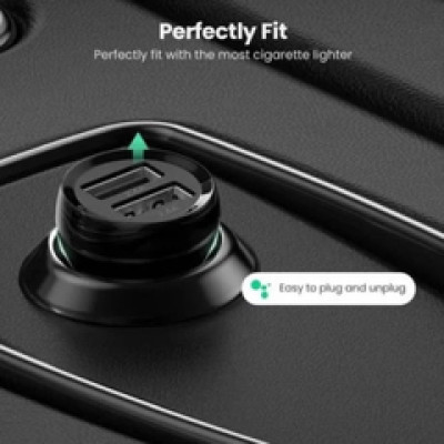 UGREEN auto punjač 24W, 2×USB-A, crni