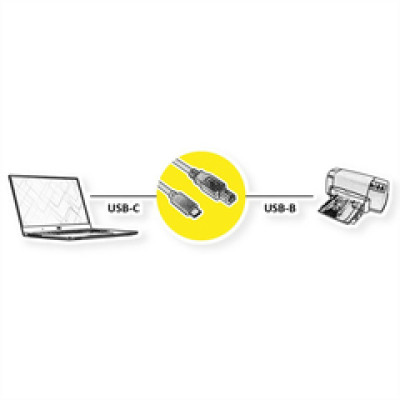 Kabel za printer USB2.0 na TIP C, C - B, M/M, 3m, crni