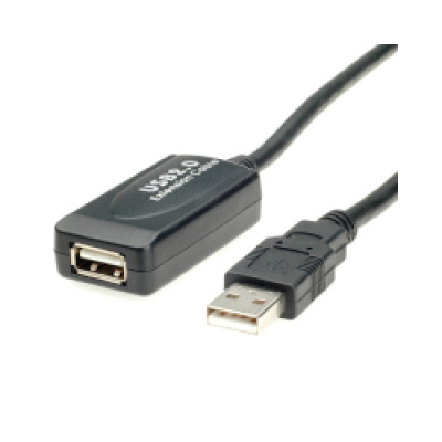 Roline USB2.0 produžni kabel, aktivni, 15m, crni
