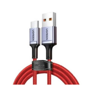 UGREEN USB-C (M) na USB 2.0 A (M) 6A, supercharge, crveni, pleteni kabel, 1m