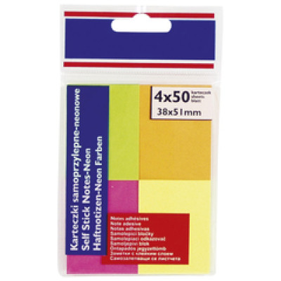 Blok samoljepljiv 38x51mm 4x50L Donau 7578001PL-99 neon blister