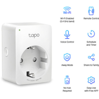 TP-Link WiFi Smart Plug, 2.4GHz, 802.11b/g/n, BT4.2, Tapo app, kontrola potrošnje energije 
