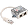 RJ45 Adapter, Y (T)  Cat.5e/Class D, 1×RJ45 - 2×RJ45, M/F, STP, srebrni