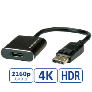 Adapter DisplayPort - HDMI, M/F, v1.4, aktivni, 4K60, 0.15m