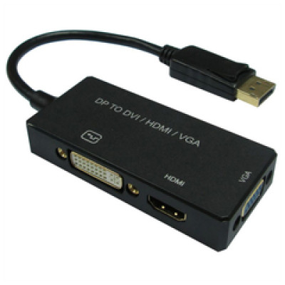 Roline VALUE adapter/kabel DisplayPort - VGA/DVI/HDMI, M/F, aktivni, 0.1m  /  12.99.3153