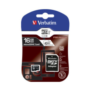 Verbatim memorijska kartica Micro Secure Digital (HC) 16GB Class 10 + adapter, Blister Pack-V044082