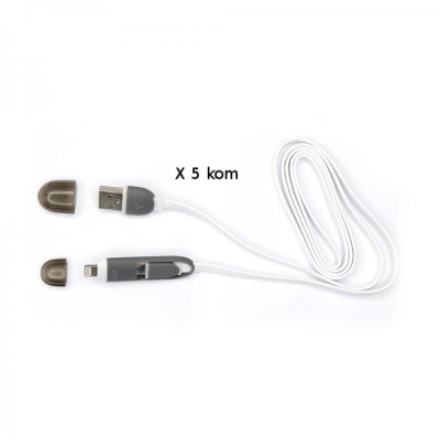 Kabel USB za android i iPhone bijeli 1m -  1 KOM 