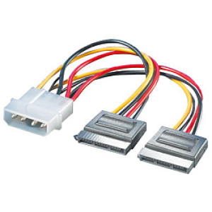 Kabel interni Y-naponski , 4-pin HDD - 2×SATA, 0.12m