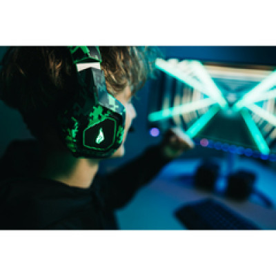 SureFire Skirmish igraće slušalice, LED, USB, crno-zelene  