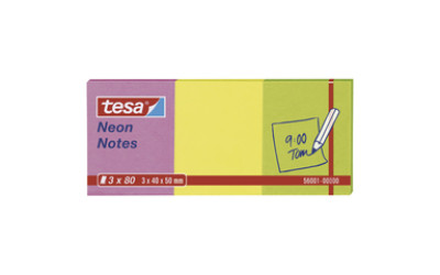 Blok samoljepljiv 40x50mm 3x80L Neon notes Tesa 