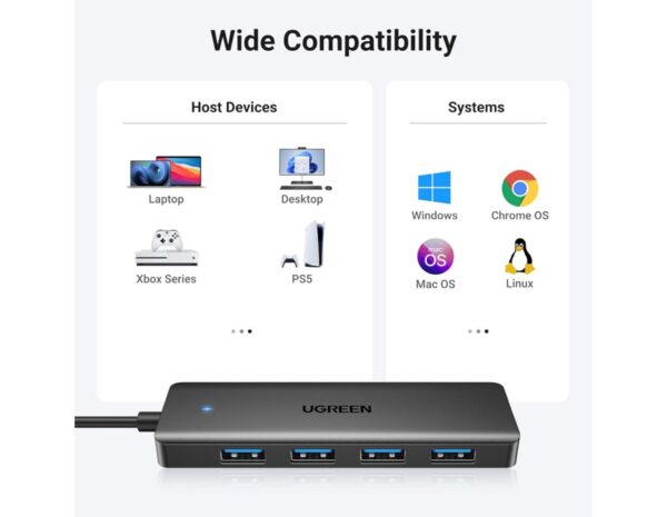UGREEN 4-portni USB 3.0 Hub, crni, 1.0m - Slika 2