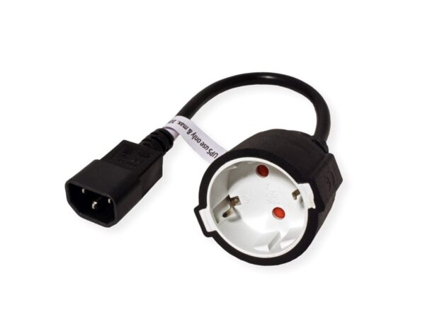 Naponski kabel, IEC320 C14-CEE 7/7, M/F, 0.3m, crni, Roline VALUE