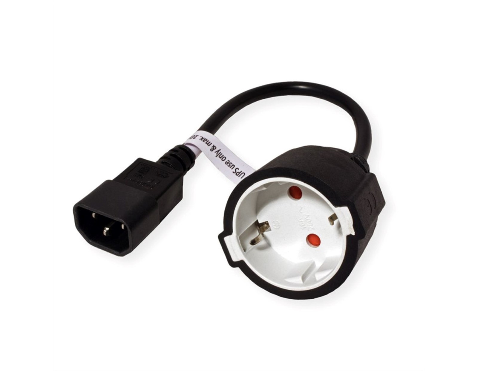 Naponski kabel, IEC320 C14-CEE 7/7, M/F, 0.3m, crni, Roline VALUE