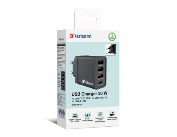 Verbatim zidni punjač 30W, 3×USB-A/1×USB-C - Slika 2