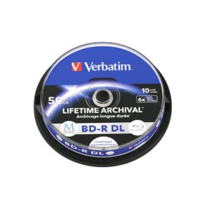 M-Disc Lifetime Archival 50GB BD-R DL 6× Inkjet Printable 10 pack spindle