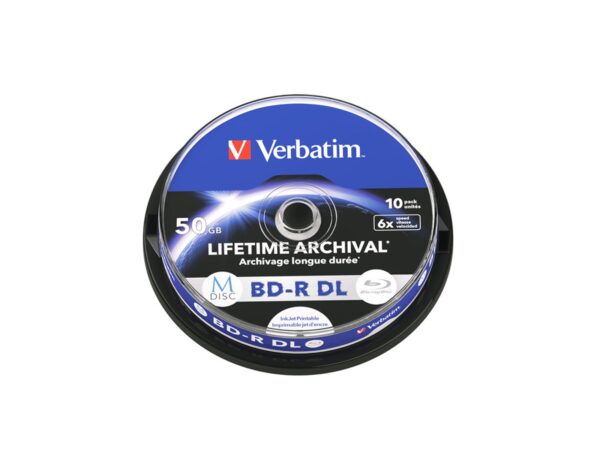 M-Disc Lifetime Archival 50GB BD-R DL 6× Inkjet Printable 10 pack spindle