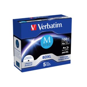 M-Disc Lifetime Archival 100GB BD-R XL 4× Inkjet Printable 5 pack JC