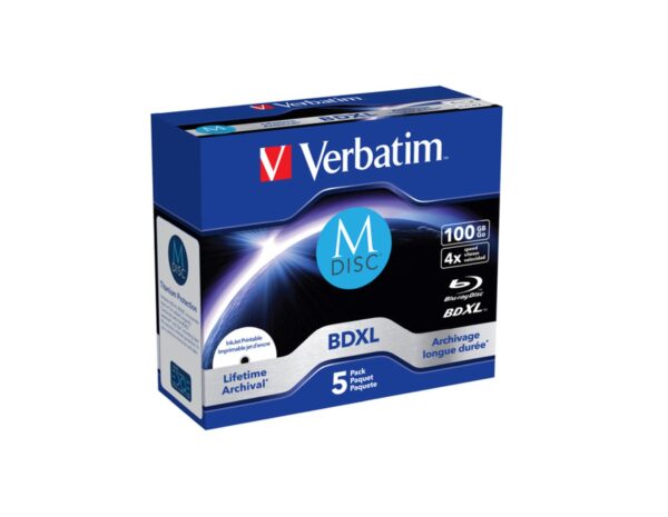 M-Disc Lifetime Archival 100GB BD-R XL 4× Inkjet Printable 5 pack JC