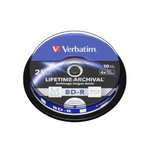 M-Disc Lifetime Archival 25GB BD-R SL 4× Inkjet Printable 10 pack spindle