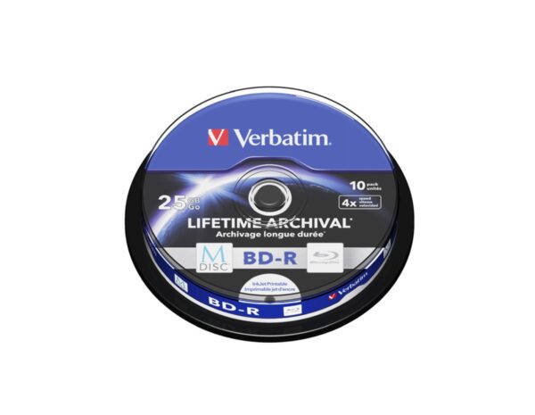M-Disc Lifetime Archival 25GB BD-R SL 4× Inkjet Printable 10 pack spindle
