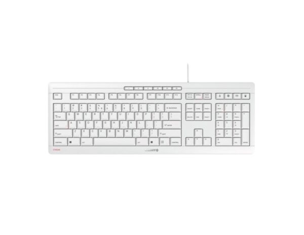 Cherry Stream tiha vodootporna tipkovnica, USB, bijelo/siva