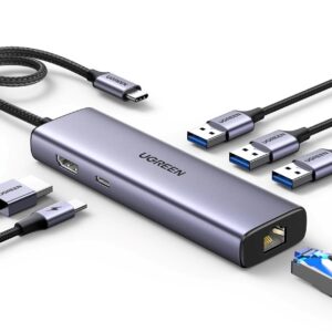 UGREEN 6-portni USB-C HUB USB-C 3×USB-A 3.0, 1×HDMI,1×RJ45,1×USB-C PD