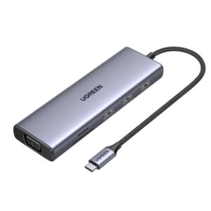 UGREEN 10-portni USB-C HUB 3×USB-A 3.0, 1xUSB- C PD, VGA, 4K, HDMI, 1xG-LAN, 1xSD, 1xTF, 3.5mm