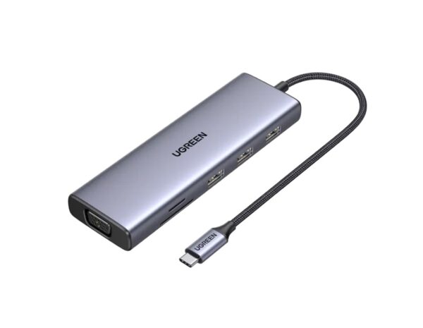 UGREEN 10-portni USB-C HUB 3×USB-A 3.0, 1xUSB- C PD, VGA, 4K, HDMI, 1xG-LAN, 1xSD, 1xTF, 3.5mm